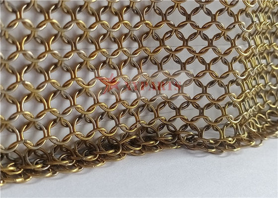 실내 디자인을 위한 금 색깔 Chainmail 메시 커튼 스테인리스