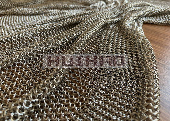 7mm 및 12mm 금색 전자 접착 스테인리스 스틸 링 Mesh 커튼 공간 장식용 용접 및 용접되지 않은 유형